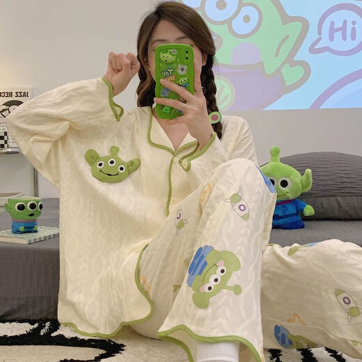 黎尚朵月子服夏季薄款产后s风网红新款睡衣春秋款开1衫薄款长袖长裤宽 9207叮当猫 M 建议80-1斤