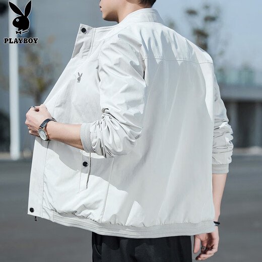 Playboy (PLAYBOY) Jacket Men's Jacket Men's Autumn and Winter Casual Stand Collar Trendy Top Clothes Khaki XL