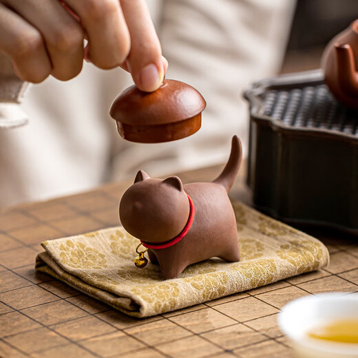 Purple sand kitten tea pet creative cute cat can raise tea fun tea table tea play tea art ornaments tea set accessories Zhuni purple sand kitten tea pet
