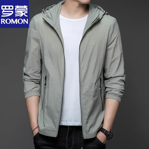 罗蒙（ROMON）2025新款防晒衣男士夏季薄款户外冰丝连帽防紫外线防晒服外套男 N9928 雾蓝 XL 180 135-150斤