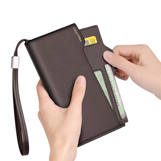 WILLIAMPOLO英国品牌 钱包男士钱包真皮商务休闲多卡位卡包 父亲节礼物送爸爸 咖啡色荔枝纹【头层牛皮】