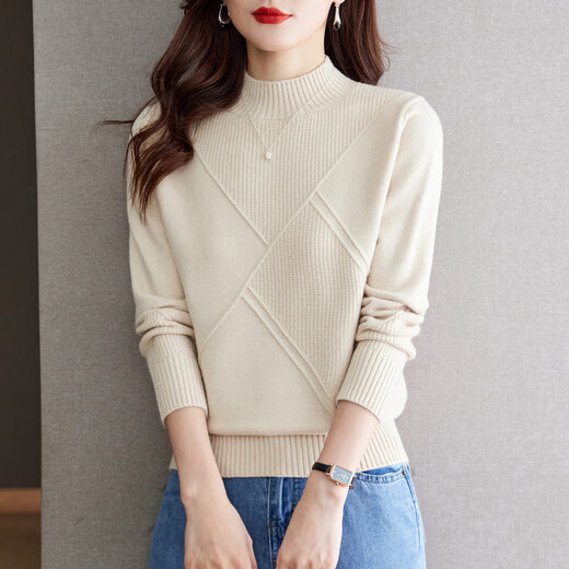 Gemila Half Turtleneck Sweater Women's Sweater Women's Autumn and Winter Short Style Winter New Fashion Women's Bottoming Shirt Top Red L 110-120Jin Jin equals 0.5 kg