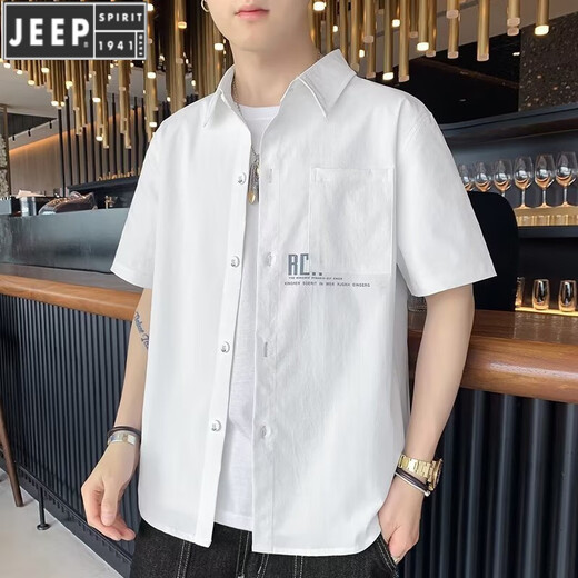 Jeep (Jeep) Camisa de verano de verano La marca retro de manga corta de manga corta de manga de mangas a gran tamaño de la camisa de la camisa japonesa del bolsillo de la camisa japonesa American Japanes