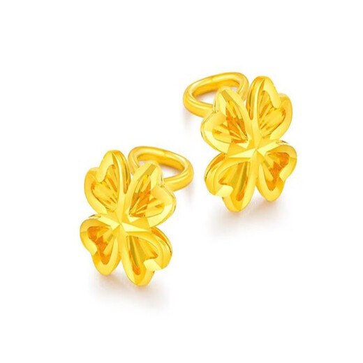 DL 1998 Fat Donglai same style 18K gold four-leaf clover gold-plated lucky female curved hook fashion temperament flower love small earrings gold four-leaf clover earrings (curved hook) pair