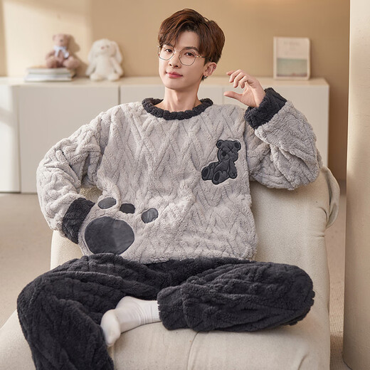 Chuangjingyi eligió pijamas para los pijamas de hombres con fondo cálido de los hombres para el invierno Winter Warmed redondo redondeo de ropa de gran tamaño para el hogar