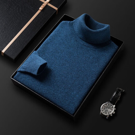 
NOSSKISS luxury high-end brand pure sweater men's winter warmth and thickened double-turn turtleneck sweater knitted base shirt Black 4XL 190