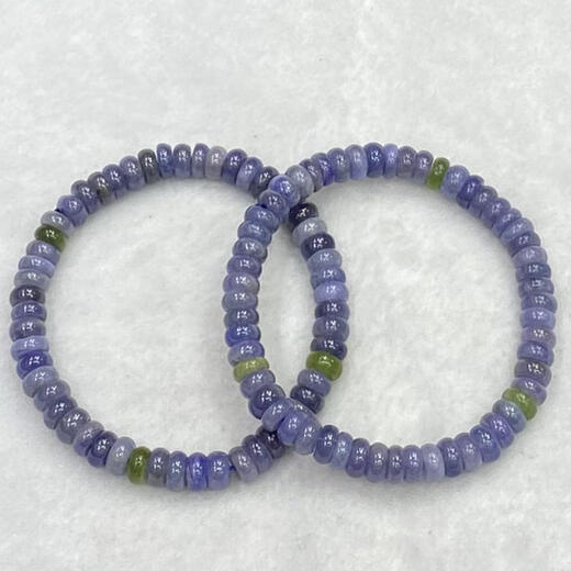 Shiyi Natural Tanzanite Plate Bead Bracelet Women's Single Circle Fashion Small Fresh Versatile Crystal Flat Bead Bracelet Jewelry Simple 1#/3*6MM/Plate Bead/Single Circle