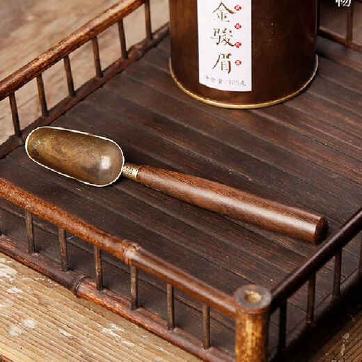 Mianxiaocheng small tea spoon, black sandalwood alloy tea spoon, bamboo tea shovel, tea spoon, Kung Fu tea set, tea ceremony accessories, black sandalwood pewter alloy, jade hand Buddha heart - tea spoon
