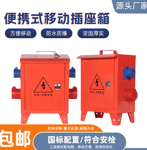 临时移动小电箱工地三级配电箱装修手提袋漏保工业防爆水220v38汇 DZ15100A空开款 两相+三相 六位