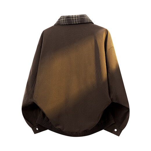 WHIM NASA autumn jacket men's loose trendy casual workwear jacket men's lapel fake two-piece trendy plus size tops black XL (120-140Jin Jin equals 0.5kg)