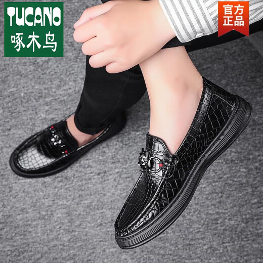 Woodpecker Official Wenzhou Genuine Leather printemps nouveaux chaussures masculines de style coréen de style coréen.