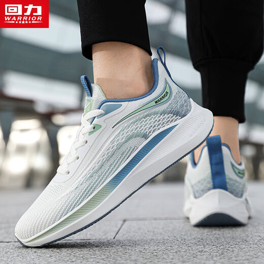 Krieger Sportschuhe Herren bequeme und leichte Laufschuhe atmungsaktive fliegende Herrenschuhe G497C Weiß/Grün 41