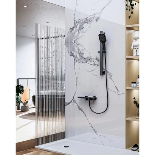 Hansgrohe bath shower set shower gun gray shower single head bathtub bathroom full copper mixing valve without top spray simple silver with lift rod