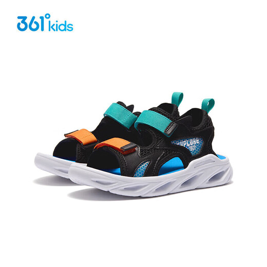 361 children's sandals for summer men's middle school children's lightweight, breathable, cool and wear-resistant sports beach sandals Black 37