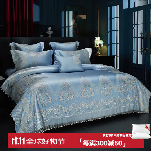 Edimeng Home Textiles Luxury Model Villa Room Four Six Seven Eight Piece Set Lace Large Wedding Multi-piece Double Bed DJ Romantic Paris Eight Piece Set 1.5/1.8m Bed Edimeng Home Textiles Luxury Model Villa Room Four Six Seven Eight Piece Set Lace Large Wedding Multi-piece Double Bed DJ Romantic Paris Eight Piece Set 1.5/1.8m Bed