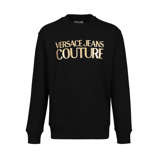 VERSACE JEANS COUTURE奢侈品男装新款秋冬潮流logo纯棉圆领休闲卫衣12132 礼物 黑色 M
