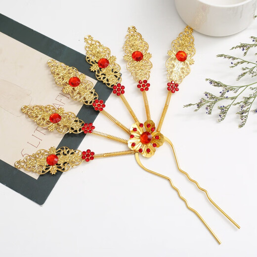 LEMIAO new Dai style hairpin for women peacock leaf hairpin alloy diamond-encrusted Thai ethnic style leaf hairpin accessories for women color