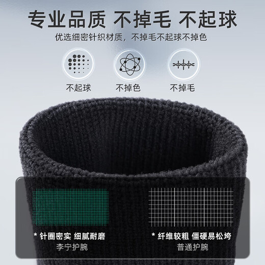 Li-Ning (LI-NING) Wrist Guards Fitness Tendonosynovitis Anti-Sprain Men's and Women's Badminton Basketball Sweat-Absorbent Sports Summer Wrist Protectors to Wipe Sweat Magic Night Black [Two Extra Long Packs to Absorb Sweat and Dissipate Heat] One Size