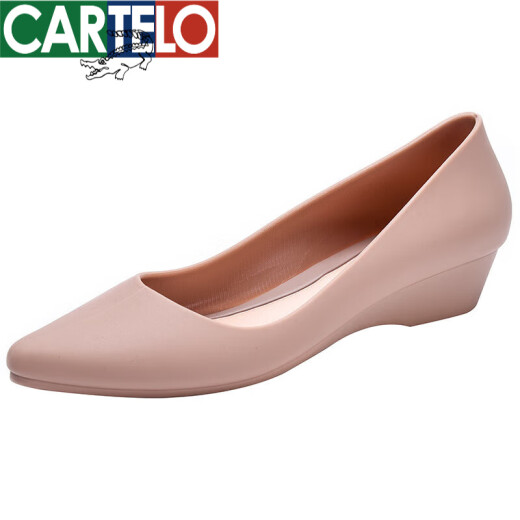 卡帝乐鳄鱼（CARTELO）果冻防水雨鞋女时尚款室外穿低帮工作鞋女士短筒浅口水鞋防滑单鞋 黑色 021单鞋 36