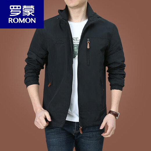 罗蒙（ROMON）户外男士外套秋冬季2024新款中年男装秋装上衣服加绒夹克男春秋厚 9898深蓝 款 加绒 M