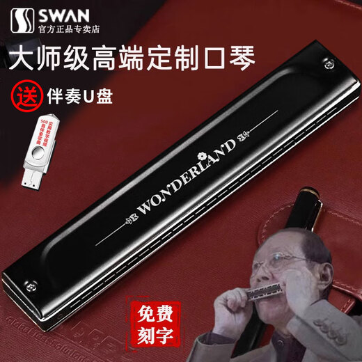 Swan (SWAN) imported German gong Swan harmonica polyphonic accent high-end beginners for men and women professional performance-level gifts for men and women 28 holes accent C tune [Professional performance-level]