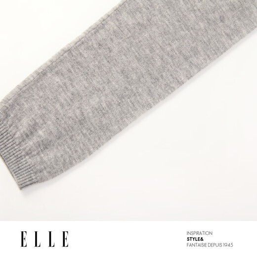 ELLE French Sheep Alpaca Gray Sweater Women's 2025 Winter New High Neck Design Knitted Sweater Light Gray S