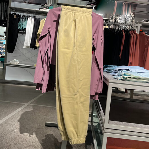 Nike (NIKE) women's pants 2025 spring and autumn new sports pants casual pants fleece warm trousers trousers HQ4877-783 yellow S