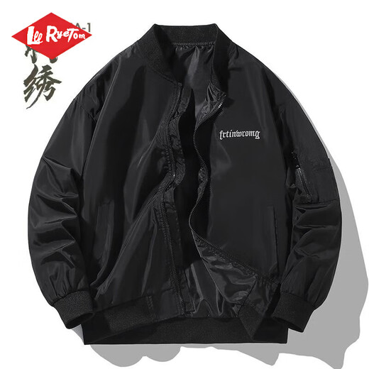 Lee Ryetom American Retro Brand MA1 Jacket Pilot Jacket Men's Spring y Autumn Style INS Fino Loose Borded Baseball Collar 6623# Black Spring y Autumn Thin Doble capa 2XL 130-150Jin [Jin equivale a 0.5 kg]
