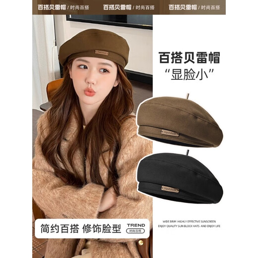Antarctic Beret Women's Big Head Autumn and Winter Fashionable Octagonal Hat 2025 New Big Head Newsboy Hat Outdoor Wear Black Versatile Showing Small Face Fashion