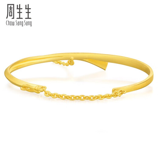 周生生黄金手镯足金丝带小金珠手镯结婚金镯子15912K计价 05圈12.05克