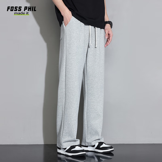 Foss Phil casual pants men's autumn and winter vertical loose wide-leg trousers sports pants men's 926 light gray L
