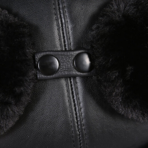 Aushan genuine leather warm ear protection hat for middle-aged and elderly men in winter, father, old man, old man cotton hat, grandpa Lei Feng hat plus velvet, first layer sheepskin - black L (head circumference 55-56cm)