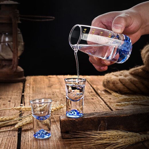 Lanyuan Crystal Glass Blue Mountain Wine Splitter White Wine Glass Household Wine Set Light Luxury Chinese One-cup Small Wine Cup Spirits Single-Layer Rack 6 Pots and 6 Cups Blue Mountain Wine Set