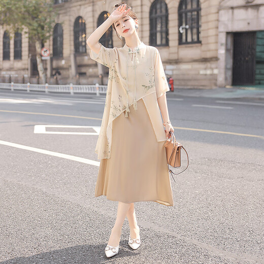 Estantes de cipreses de seda mejoró la falda cheongsam 2025 Spring and Summer Nuevo vestido chino retro retro