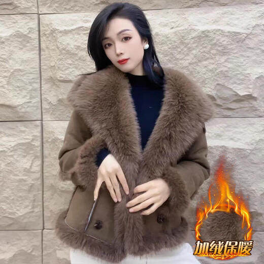 Pier Cardin, épaississed Furn Furmhe intégrée et manteau mince pour les femmes 2025 Nouvelle manche d'automne haut de gamme et d'hiver haut de gamme. Couleur de café. Le code de la carte est petit, ne prenez pas un gros coup. L [suggéré 106-120 Jin [Jin est égal à 0,5 kg]]]
