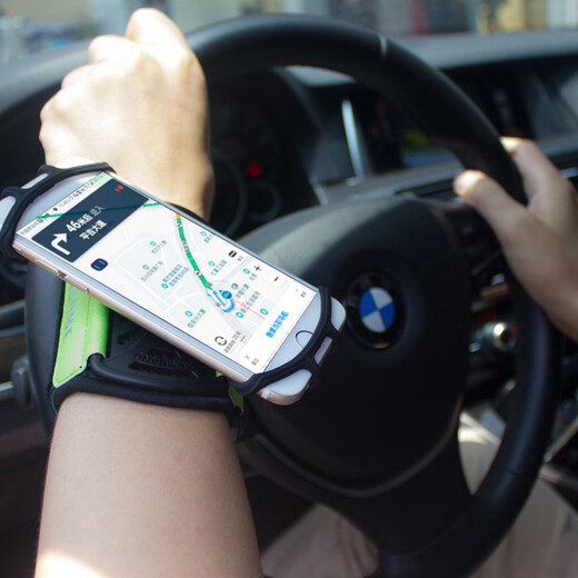 1Source 2024 Comfortable Wearable Rotatable Mobile Phone Holder Running Takeaway Driving Arm Wristband Elegant Black