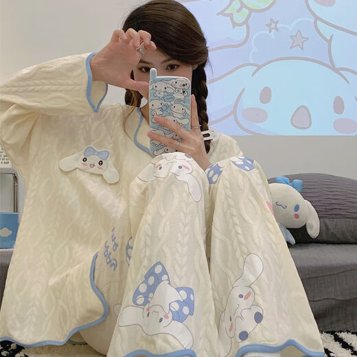 黎尚朵月子服夏季薄款产后s风网红新款睡衣春秋款开1衫薄款长袖长裤宽 9207叮当猫 M 建议80-1斤
