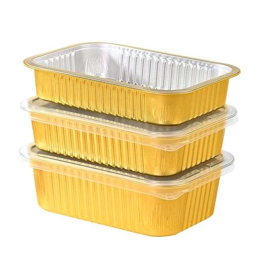 Babic thickened tin foil box air fryer golden aluminum foil box takeaway baking barbecue camping meal box C930ml