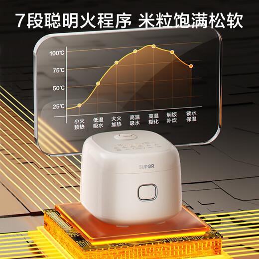 SUPOR small rice cooker for 2-3 people, 3-liter ceramic non-stick inner pot, household electric cooking pot, soup and porridge pot, smart reservation, multi-function, one-pot, multi-purpose micro-pressure rice cooker SF30FC0076