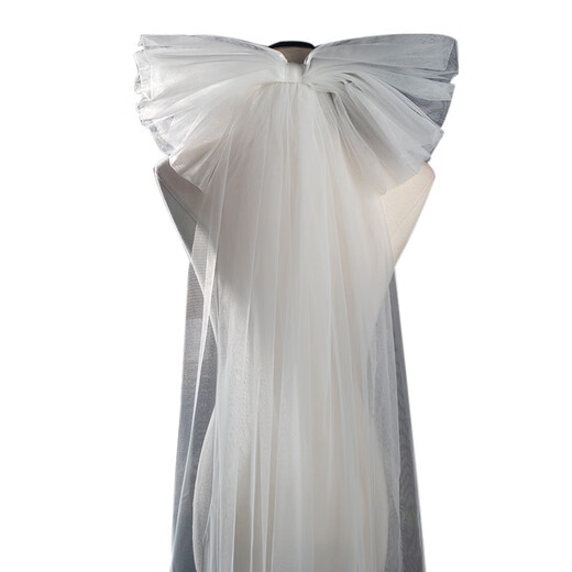 DR-FLVVS children's veil, simple bow-knot fluffy gauze photo props, long floor-length mopping baby one-year-old girl (hairpin) dopamine veil, about 50cm 80cm-100cm