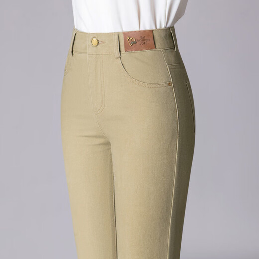 9227 denim trousers washed straight casual middle-aged ladies cotton young and middle-aged fashion simple women's trousers spring and autumn off-white 28