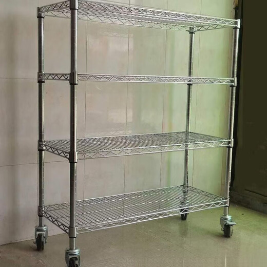 Shantoulincun stainless steel mobile wire mesh storage rack carbon steel shelf chrome-plated wire mesh stainless steel household wheel movable bin reinforced length 1518mm*width 355mm*height 1800mm without wheels