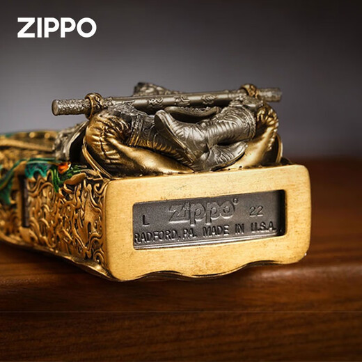 ZIPPO Lighter Black Myth Fighting and Victory over Buddha Wukong Luminous Turntable Heavy Armor Birthday Gift for Boyfriend Valentine's Day Gift Fighting and Victory over Buddha-Bronze