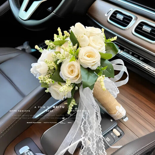 [New recommendation] Retro champagne brown bridesmaids wedding bouquets wedding travel photography simulation Three lives Three lives White + Champagne Peony bouquets