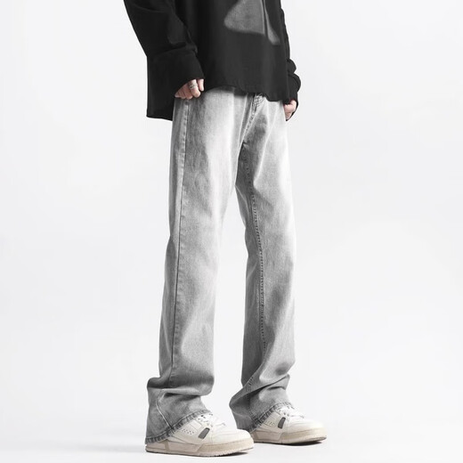 Mode Handy Jeans Herrenmarke Brand Frühling und Herbst Sommer -Flagge Hosen Jungen American Retro Freizeithose gestapeltes Hosen G841 Zementgrau 3xl (160 bis 185 Jin [Jin gleich 0,5 kg] tragbar)
