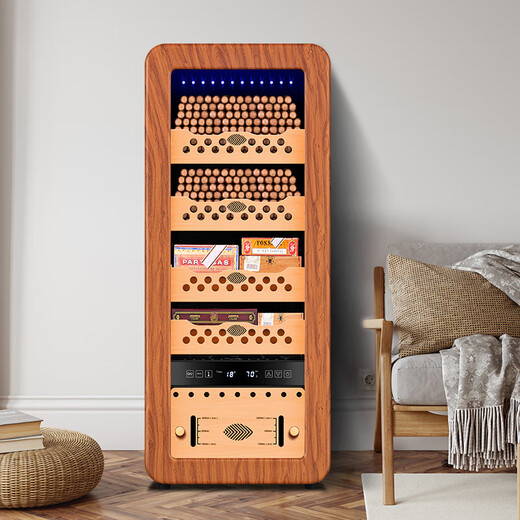 CIGARLOONG 48HC intelligent precise constant temperature and humidity cigar cabinet cedar wood shelf compressor air-cooled fashion curved Cuban cigar cabinet small home red wine cabinet 58HC rosewood grain cedar wood shelf + curved + constant temperature and humidity
