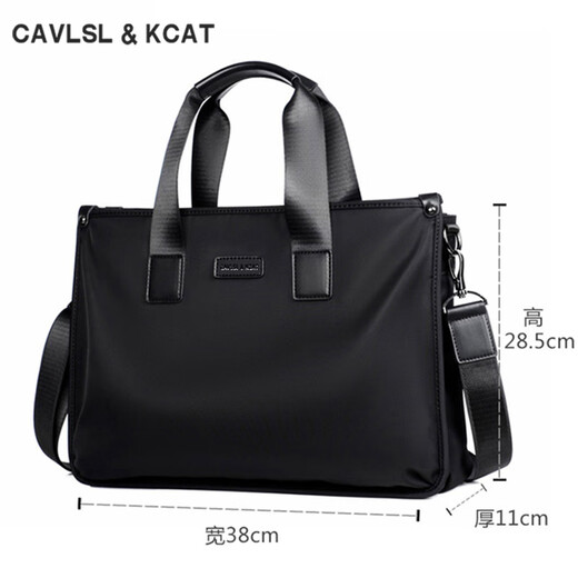 CavlslKcat canvas briefcase men's handbag casual business office computer bag large capacity business trip shoulder crossbody backpack black large bag 15.6 inches 39*11*29cm