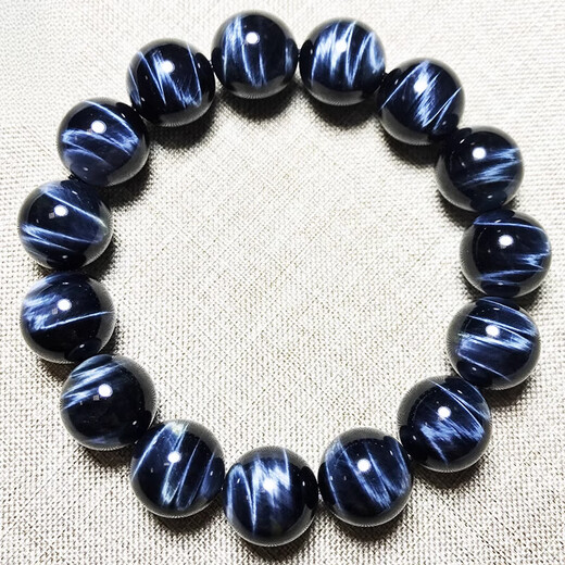 Guanpuge Fat Donglai Quality Tiger Tiger Eye Stone Bracelet Tianlan Hawk Eye Tiger Eye Stone Cat Eye Bracelet Men and Women's Style's Yellow Bright 12185 12 mm Blue Tiger Eye
