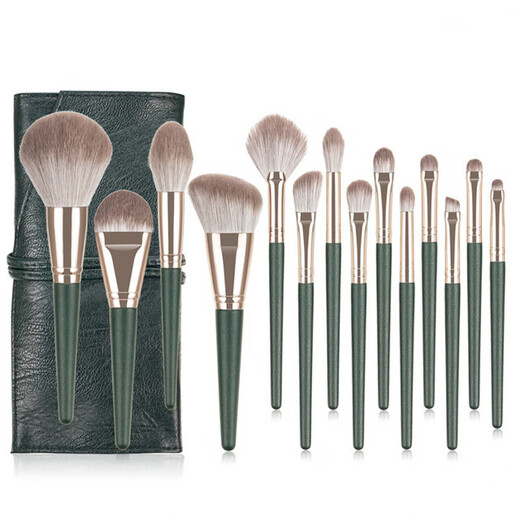 14-piece Green Cloud Makeup Brush Set Super Soft Powder Brush Eyeshadow Blush Brush Cangzhou Beauty Tools Complete Set of Brushes Green Cloud 14-Piece + Brush Bucket 14-Piece