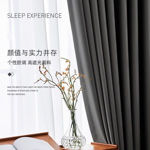 
Yilian Youpin Curtain Fully Shading New Style Living Room Bedroom Light Luxury Hook-Precision Double-Side Cotton Line Bedroom Bathroom Shading and Sun Protection High Precision-Dark Gray Width 1.0m*High 1.3m [Hook Buy One Free One]